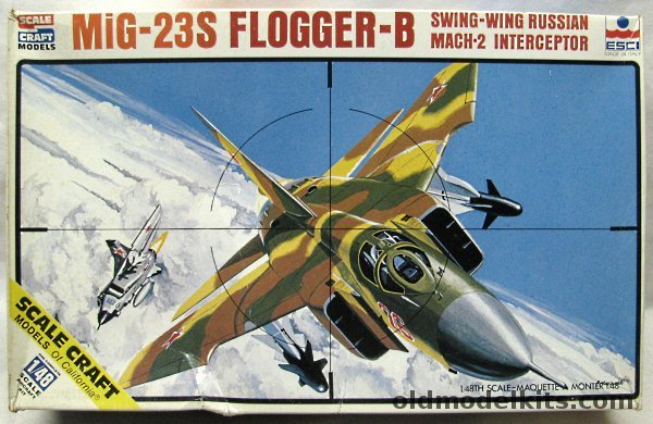 ESCI 1/48 Mikoyan Gurevich Mig-23 S Flogger B - 16th Frontal Aviation Command in East Germany or Kubinka Air Base Moscow Test Aircraft, SC-4022 plastic model kit